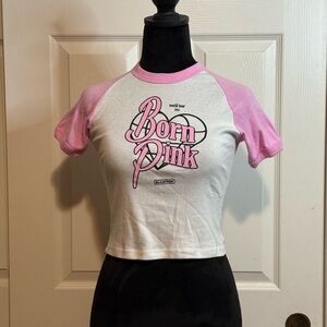 K-POP Pink and White Black Pink Graphic band Tee